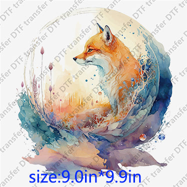 Wolf dog dreamy forest trees moon Animal DTF transfer ANM.046