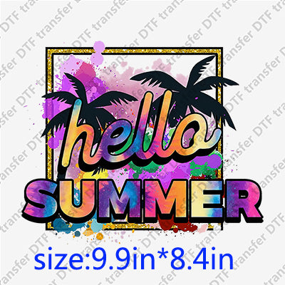 Hello summer Palm-tree  color  Summer DTF Transfers SMM.073