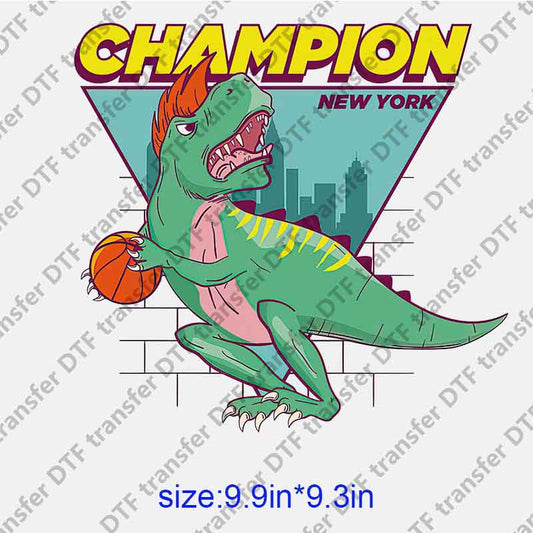 Animal Champian Dinosaur with Basketball  DTF transfer ANM.131