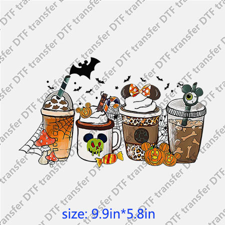 Horrible ghost cups bat pumpkin micky head halloween DTF transfer HR.086