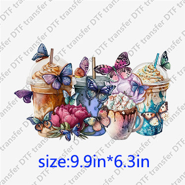 Butterfly cups milkshake Animal DTF transfers ANM.018