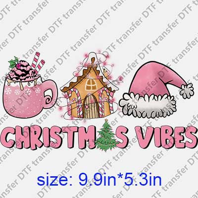 Pink Merry Christmas Hat DTF transfer XMAS.086