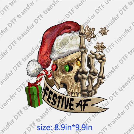 Skull Chirstmas DTF Transfer XMAS.022