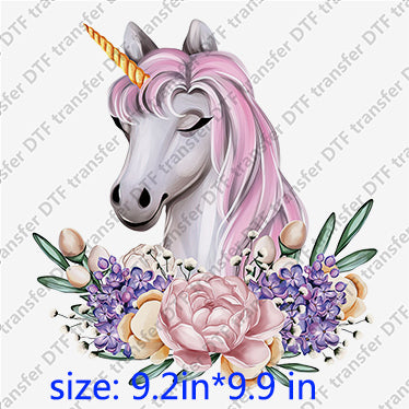 Unicorn flower pink dream horse Animal DTF transfers ANM.008