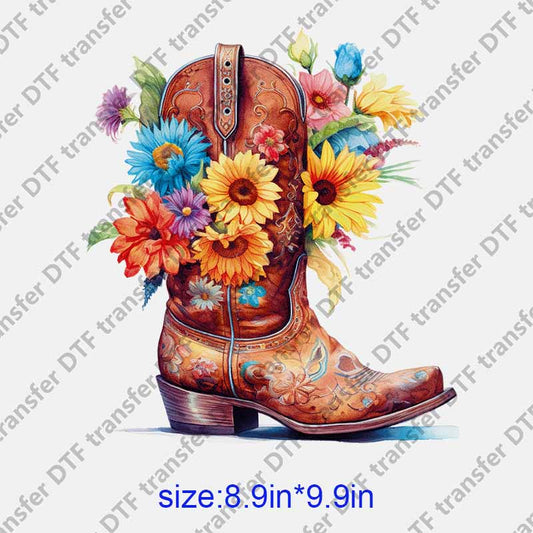 boot with pretty flowers DTF transfer NO.1244