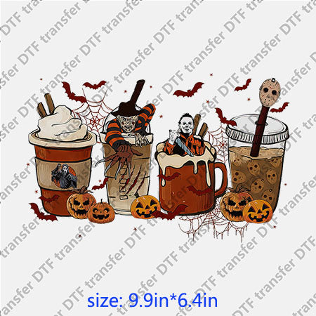 Horrible ghost cups bat pumpkin  halloween DTF transfer HR.088