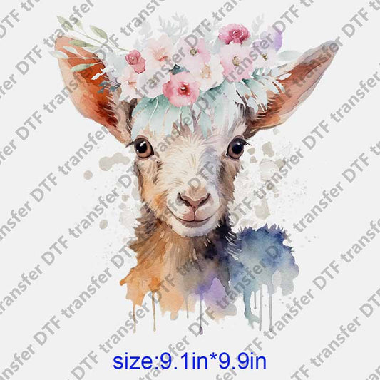 Animal deer water color  DTF transfer NO.1169