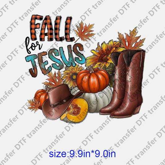 Thanksgiving Day  boots pumpkin hat sunflowers  DTF transfer NO.1241