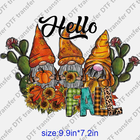 Halloween Gnome cactus and flowers DTF transfer NO.1219