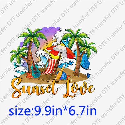 Summer love starfish Palm-tree sunset love Summer DTF Transfers SMM.088