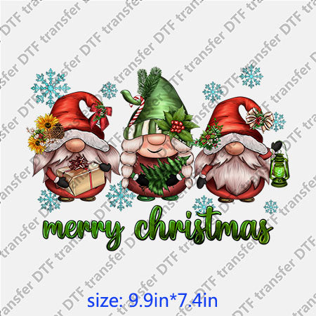 3 Gonk gnomes snowflakeChirstmas xmas DTF Transfer DWF.007