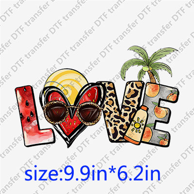 Summer love Palm-tree sunglasses sunscreen watermelon leopard DTF Transfers SMM.089