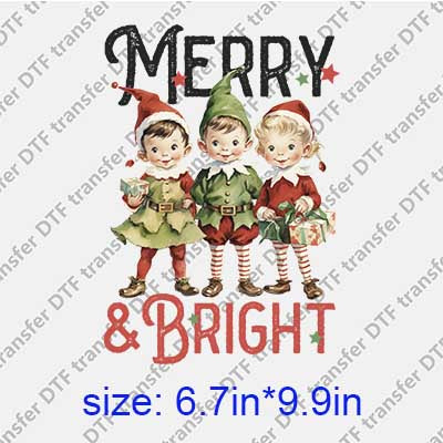 Pink Merry Christmas Bright DTF transfer XMAS.072