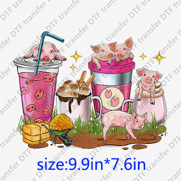 Ginie pig cups juice milkshake food Animal DTF transfer ANM.091-