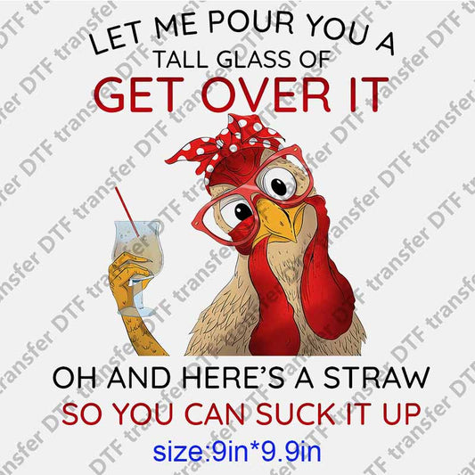 Animal fashionable hen letters DTF transfer NO.1124