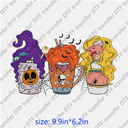 Horrible ghost cups bat pumpkin hocus pocus halloween DTF transfer HR.081