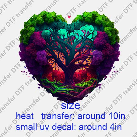 Scenery Heart Tree DTF Transfer/UV DTF Small decal HOFT.010