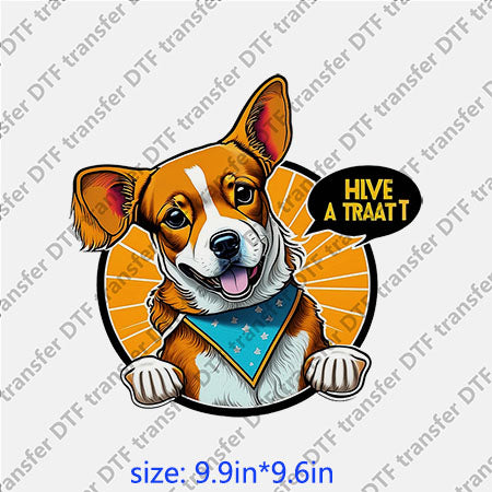 Dog corgi smiling dog yellow animal DTF transfer ANM.117