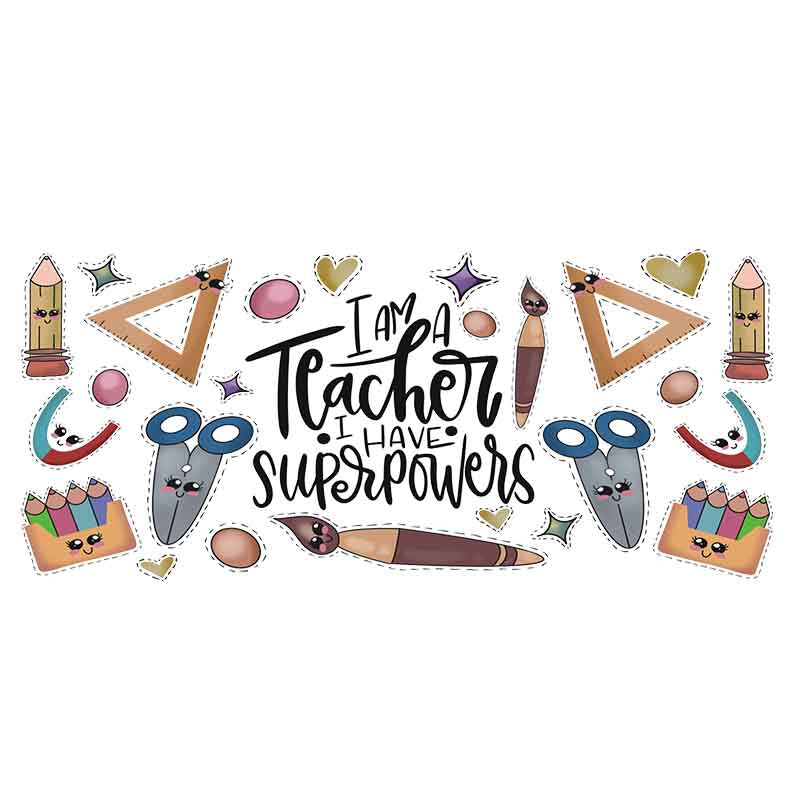 Teacher Love Inspire 16oz UV DTF  Cup Wraps