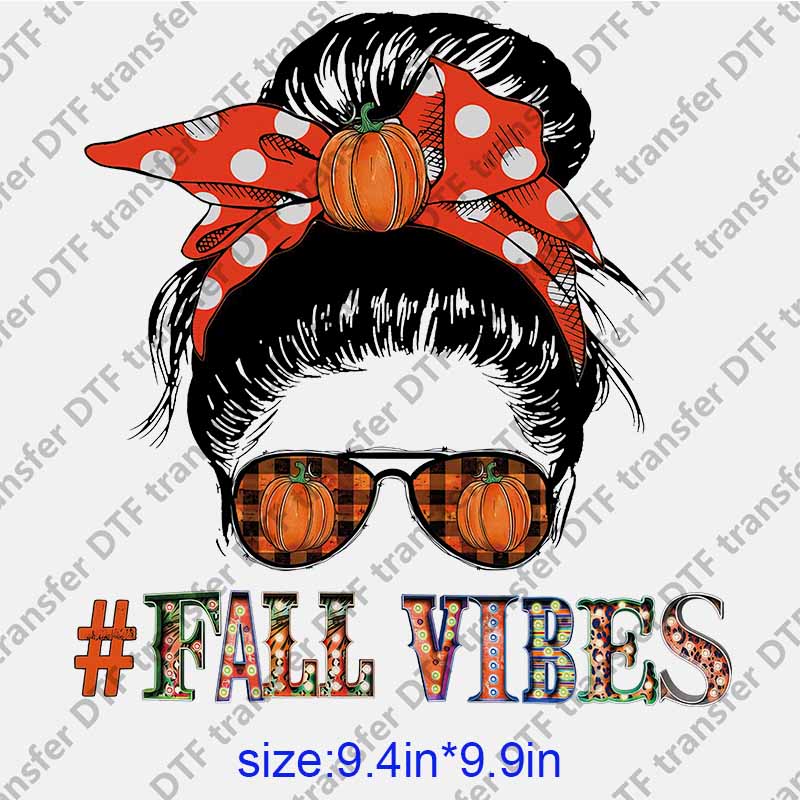 Halloween Messy bun girl letters DTF transfer NO.1119