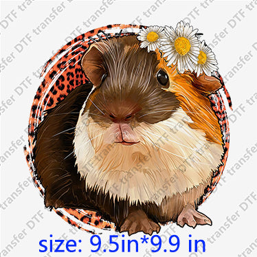 Hamster genie pig flower daisy leopard Animal DTF transfers ANM.003