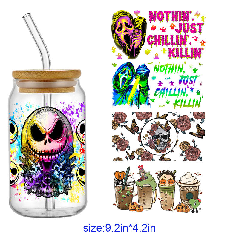 Horror Halloween Skeleton Skull 16oz UV DTF  Cup Wraps