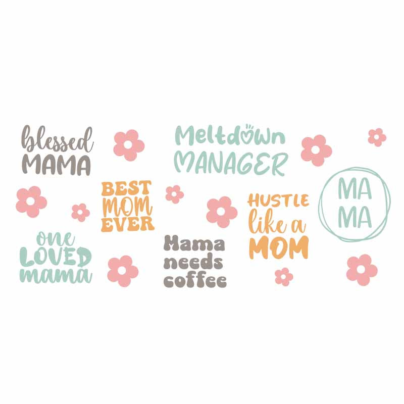 Mom Mama Blessed Mommy 16oz UV DTF  Cup Wraps