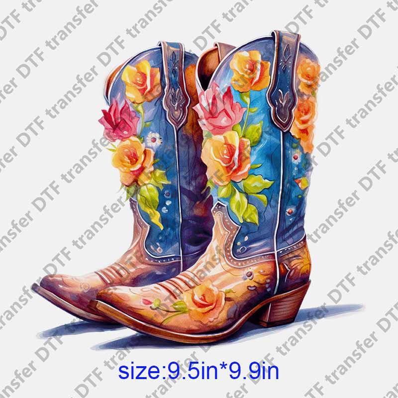 boot with pretty flowers DTF transfer NO.1245