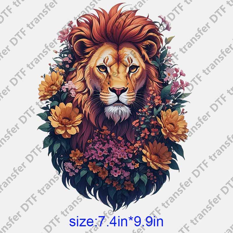 Lion flowers DTF transfer NO.1059