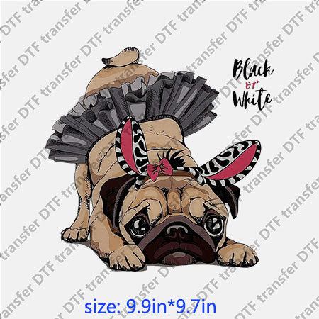 French bulldog rabbit decoration mini skirt animal DTF transfer ANM.116