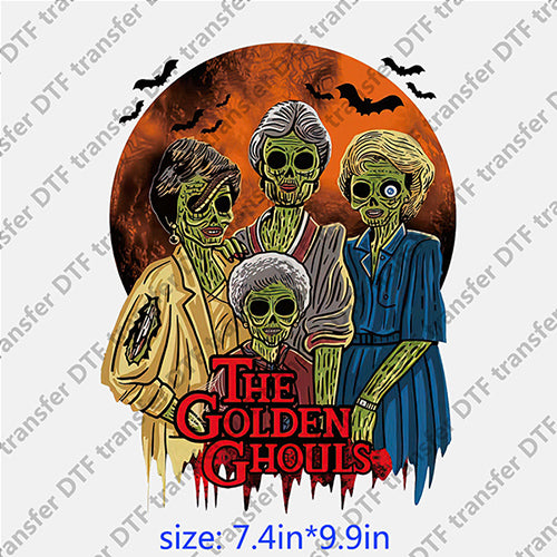 the golden ghouls bat ghost face Halloween Horrible DTF transfer HR.007