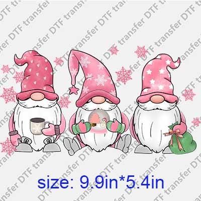 Pink Merry Christmas Gnomes DTF transfer XMAS.090