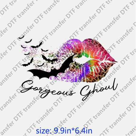 Color skull bat Horrible halloween lips DTF transfer Lips.035