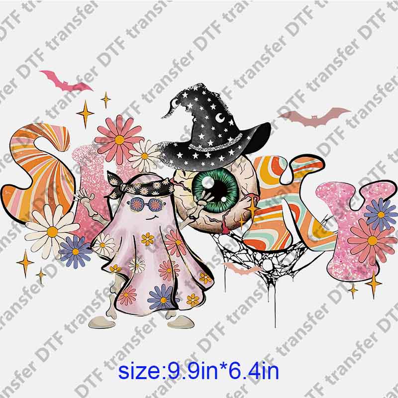 Halloween Ghost Flowers Eye DTF transfer HLOW.002