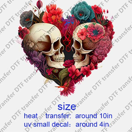 Skull Flower DTF Transfer/UV DTF Small decal Skull.082