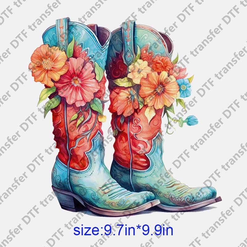 boot with pretty flowers DTF transfer NO.1248