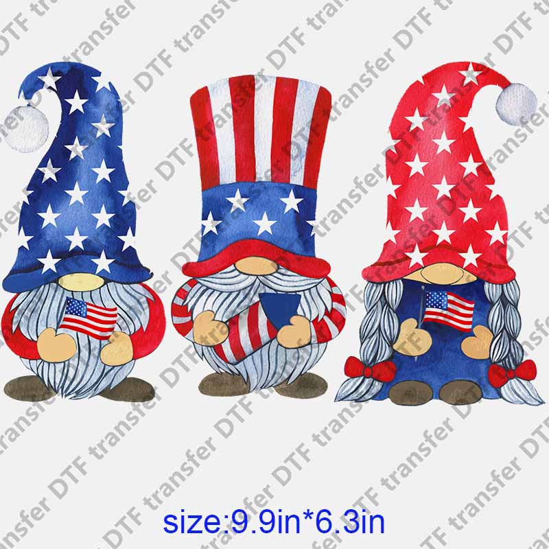 Gnome three gnome with America flag DTF transfer NO.1214