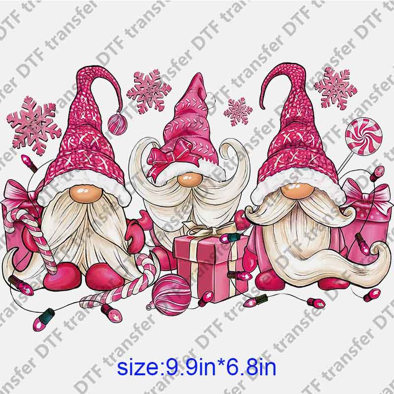 Christmas Pink Gnome DTF transfer XMAS.069