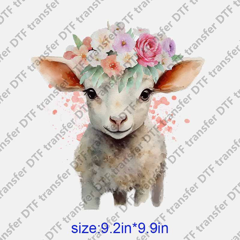 Animal little lamb watercolor  DTF transfer NO.1171