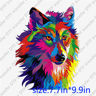 Colorful wolf dog face Animal DTF transfer ANM.065