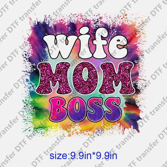 Mama momlife letters WIFE MOM BOSS  DTF transfer NO.1302