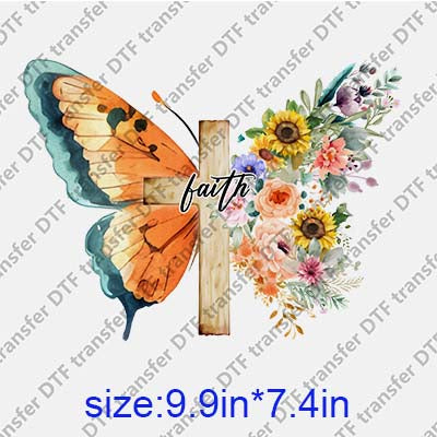 Butterfly and  Flowers DTF transfer BTF.051