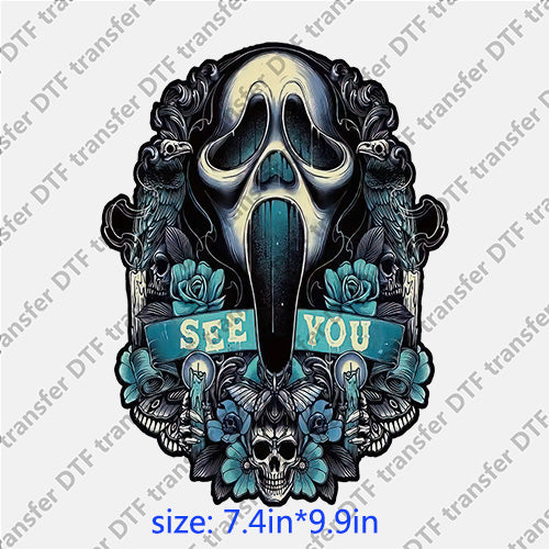 Skull flower see you ghost man Halloween Horrible DTF transfer HR.032