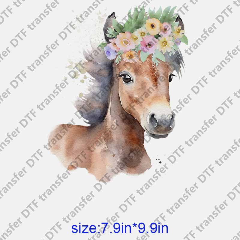 Animal horse watercolor  DTF transfer NO.1170