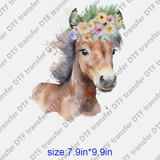 Animal horse watercolor  DTF transfer NO.1170