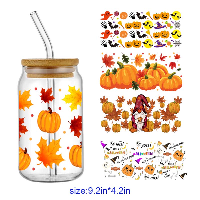 Pumpkin Halloween Thanksgiving 16oz UV DTF  Cup Wraps