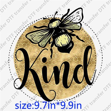 Bee Kind round circle Animal DTF transfer ANM.050