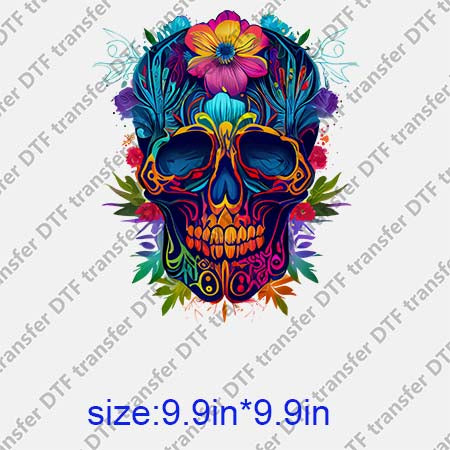 Skull Flower  DTF Transfer/UV DTF Small decal Skull.061