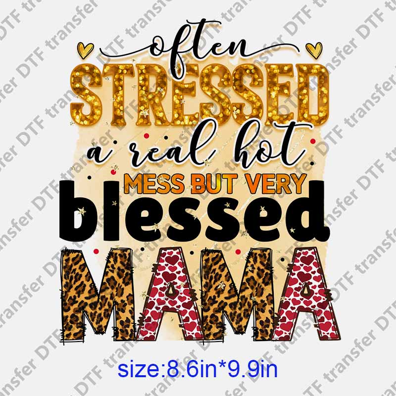 Mama momlife letters BLESSED DTF transfer NO.1288