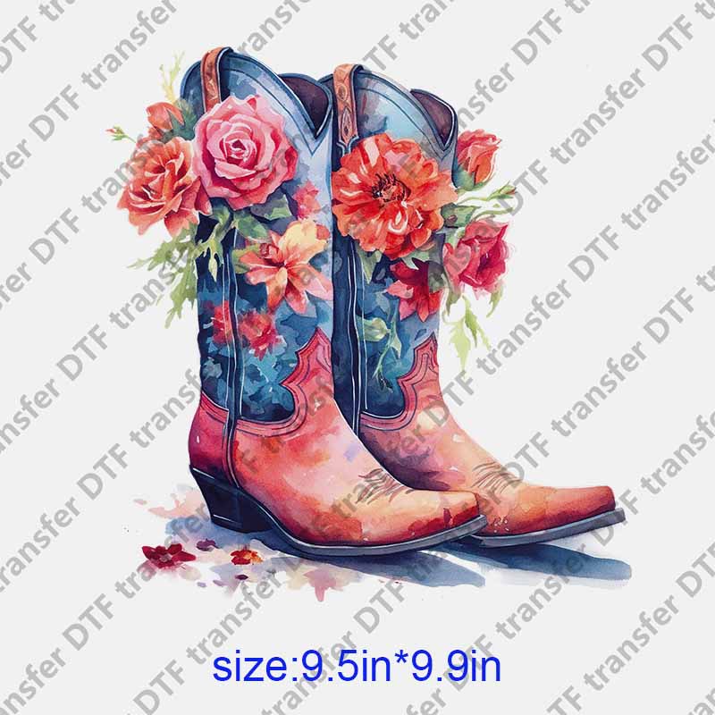 boot with pretty flowers DTF transfer NO.1246